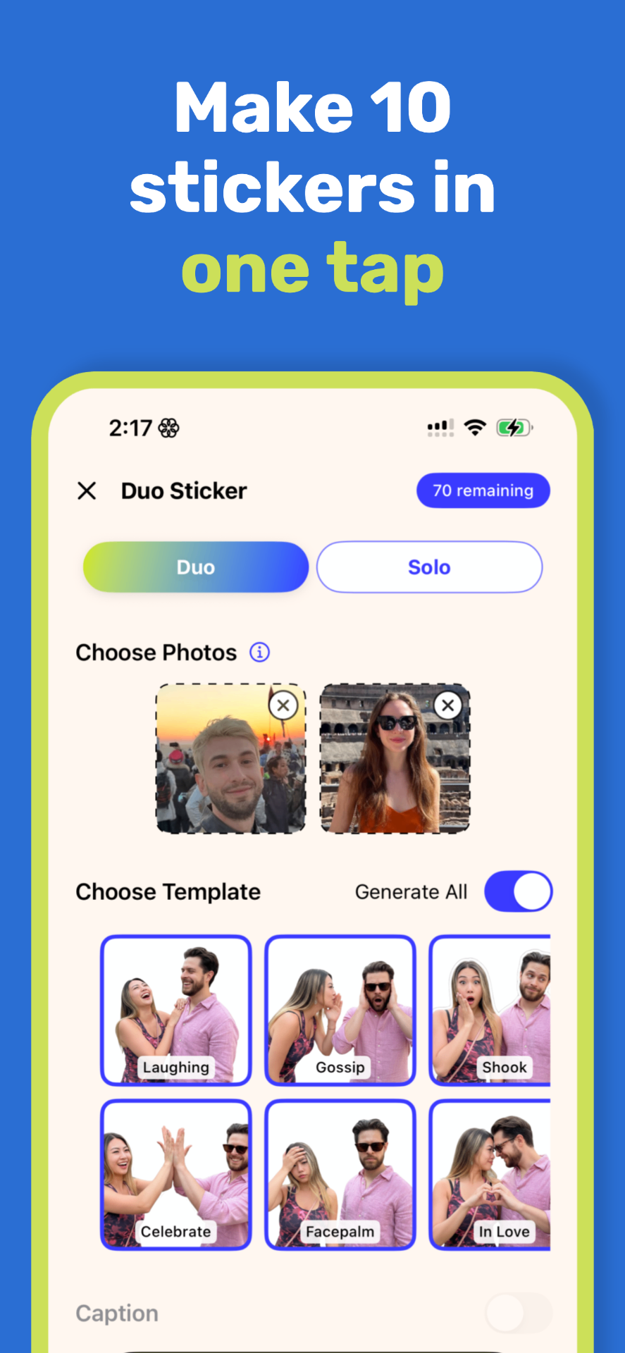 StickUs - Generate AI iMessage stickers with friends